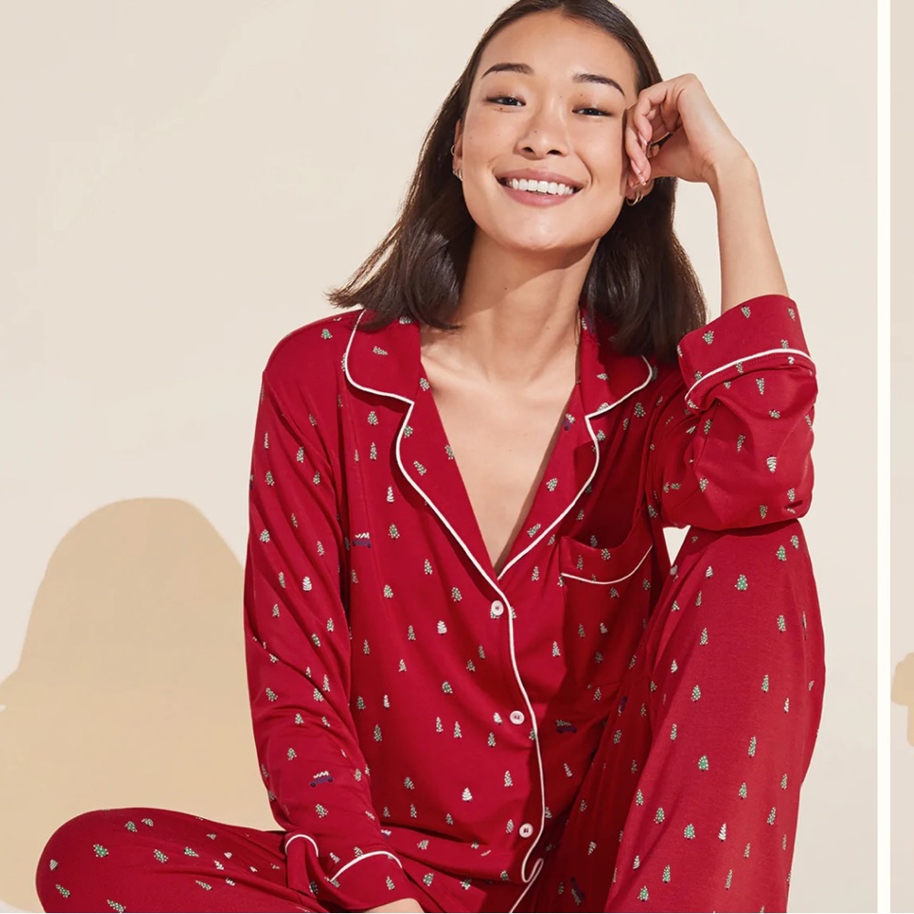 Eberjey Red Pajama Set with White Accents